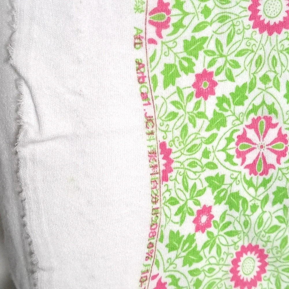 Vintage Floral Fabric 3.5 yard Green Pink Damask Cotton Blend Retro Sewing Craft